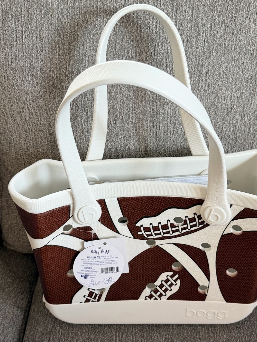 BOGG BAG Fair Catch White & Brown Football-Pattern Tote